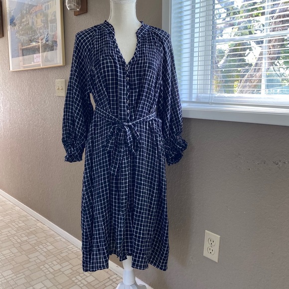 Anthropologie Dresses & Skirts - Anthropologie Maeve navy windowpane dress, Sz. 1X